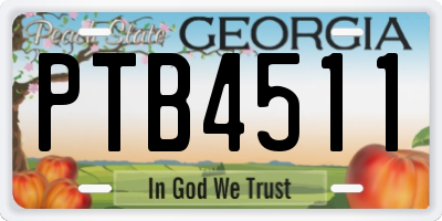 GA license plate PTB4511