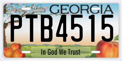 GA license plate PTB4515