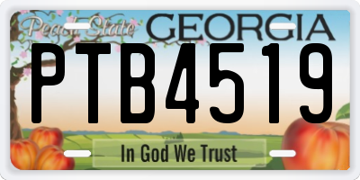 GA license plate PTB4519