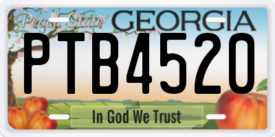 GA license plate PTB4520