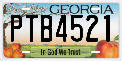 GA license plate PTB4521
