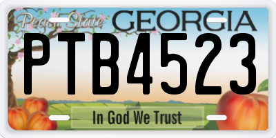 GA license plate PTB4523