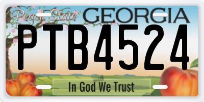 GA license plate PTB4524