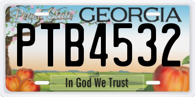 GA license plate PTB4532