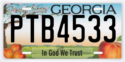 GA license plate PTB4533