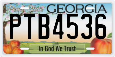 GA license plate PTB4536
