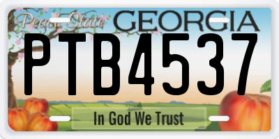 GA license plate PTB4537