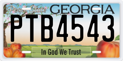 GA license plate PTB4543