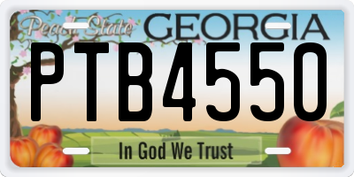 GA license plate PTB4550