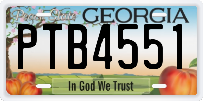 GA license plate PTB4551