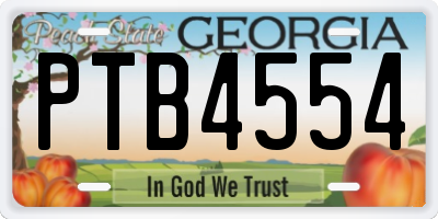 GA license plate PTB4554