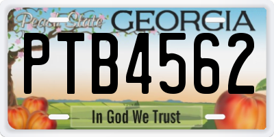 GA license plate PTB4562