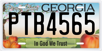 GA license plate PTB4565