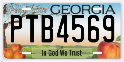 GA license plate PTB4569