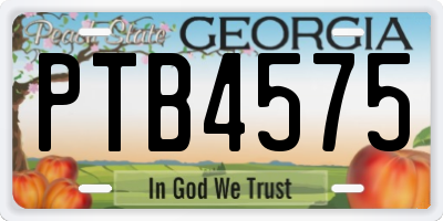 GA license plate PTB4575