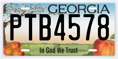 GA license plate PTB4578