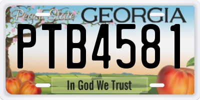 GA license plate PTB4581