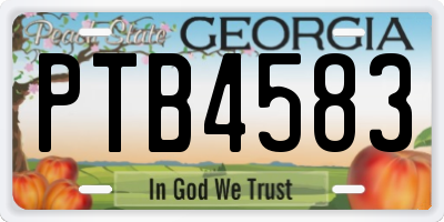 GA license plate PTB4583