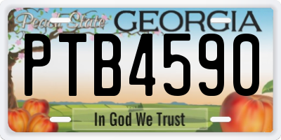 GA license plate PTB4590