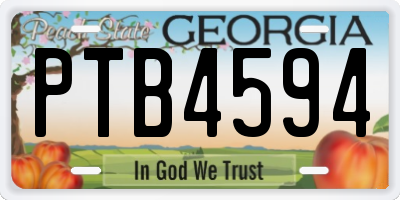 GA license plate PTB4594