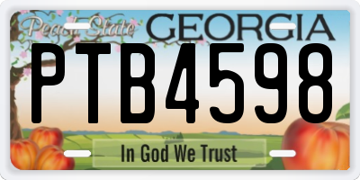 GA license plate PTB4598