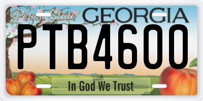 GA license plate PTB4600