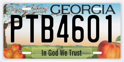 GA license plate PTB4601