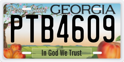 GA license plate PTB4609