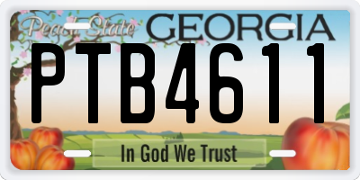 GA license plate PTB4611