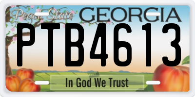 GA license plate PTB4613