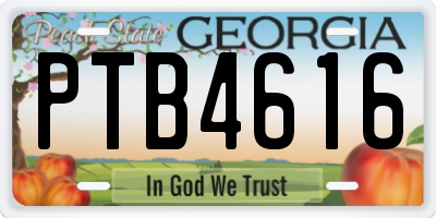 GA license plate PTB4616