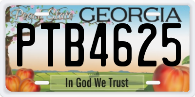 GA license plate PTB4625