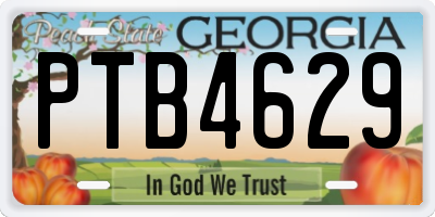 GA license plate PTB4629