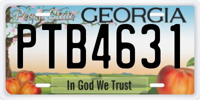 GA license plate PTB4631