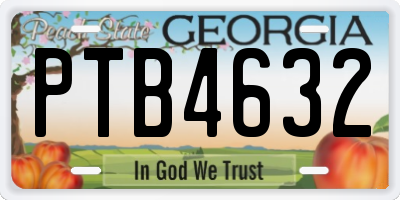GA license plate PTB4632