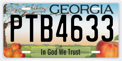 GA license plate PTB4633