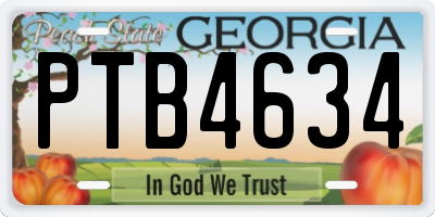 GA license plate PTB4634