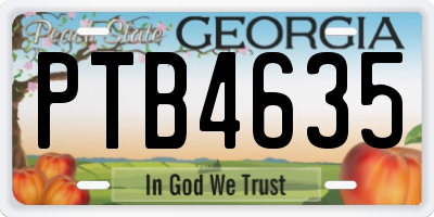 GA license plate PTB4635
