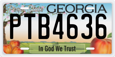 GA license plate PTB4636