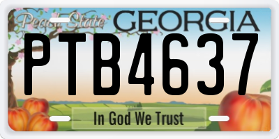 GA license plate PTB4637