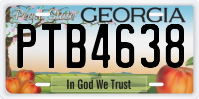 GA license plate PTB4638