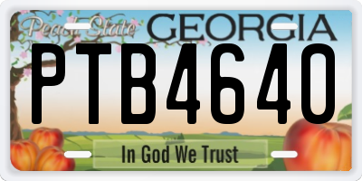 GA license plate PTB4640
