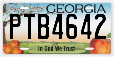 GA license plate PTB4642