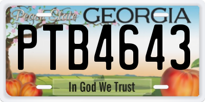 GA license plate PTB4643