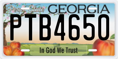GA license plate PTB4650
