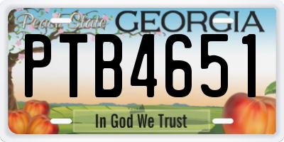 GA license plate PTB4651
