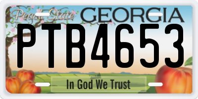GA license plate PTB4653