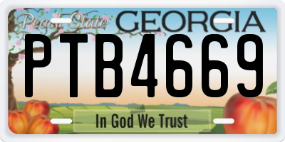 GA license plate PTB4669