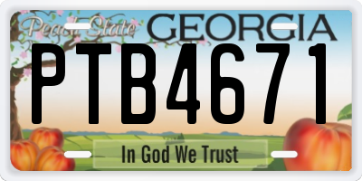 GA license plate PTB4671