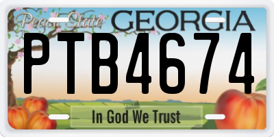 GA license plate PTB4674